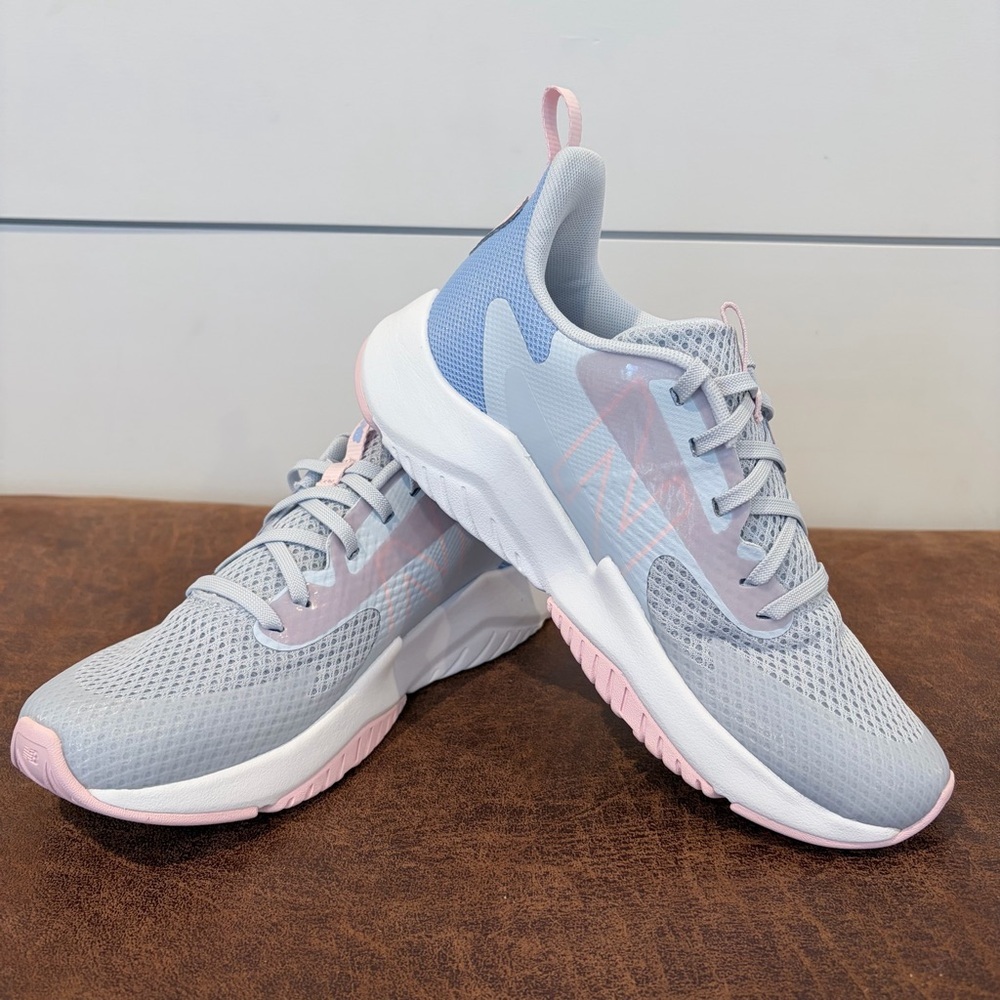 New Balance Pastel Running Sneakers Youth 4.5 Gray Pink Blue Athleisure Gym - Picture 1 of 9